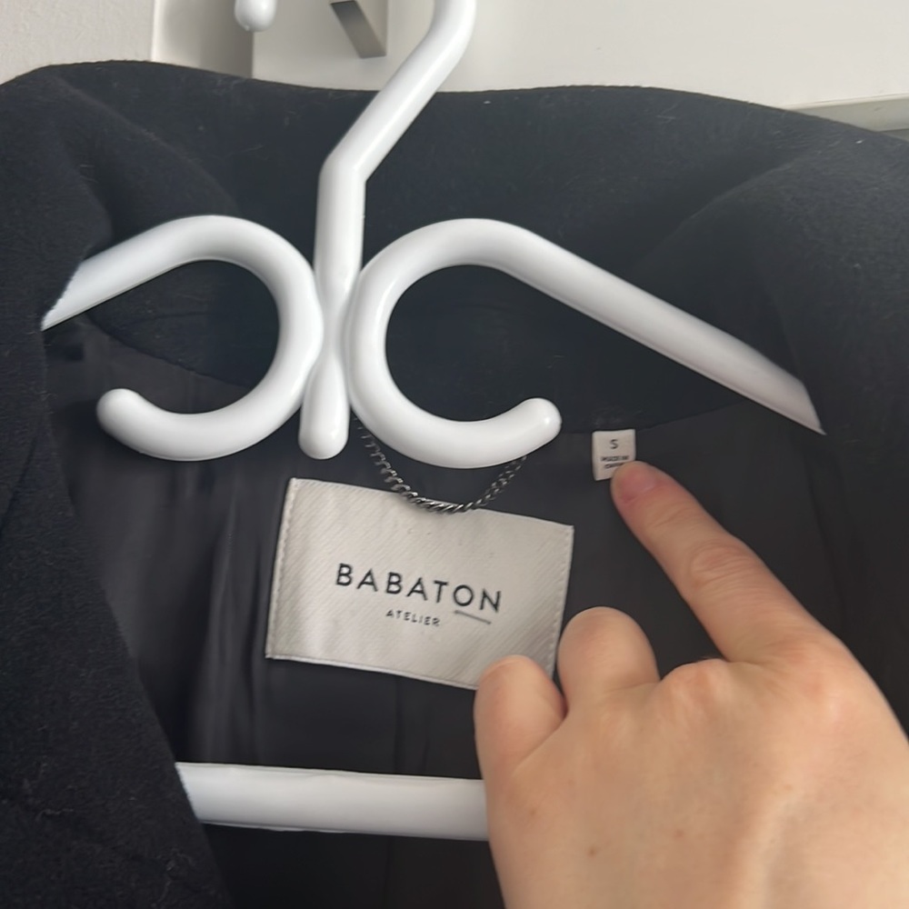 Babaton Black Wool Blend Funnel Neck Coat - Picture 4 of 9